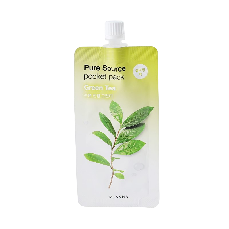 Missha Pure Source Pocket Pack Green Tea Ночная маска для лица с экстрактом зелёного чая 10ml