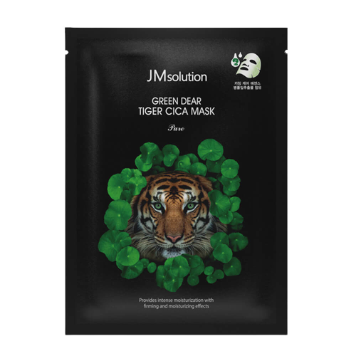 JMSOLUTION Green Dear Tiger Cica Тканевая регенерирующая маска для лица с центеллой, 30мл