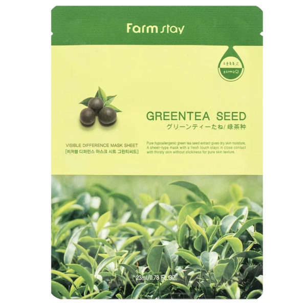 FarmStay Visible Difference Mask Sheet Green Tea Seed Маска Тканевая для лица с зеленым чаем, 23мл