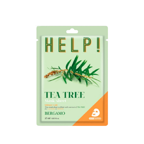 BERGAMO Help Mask Pack Tea Tree Тканевая маска для лица с экстрактом зеленного чая, 25мл