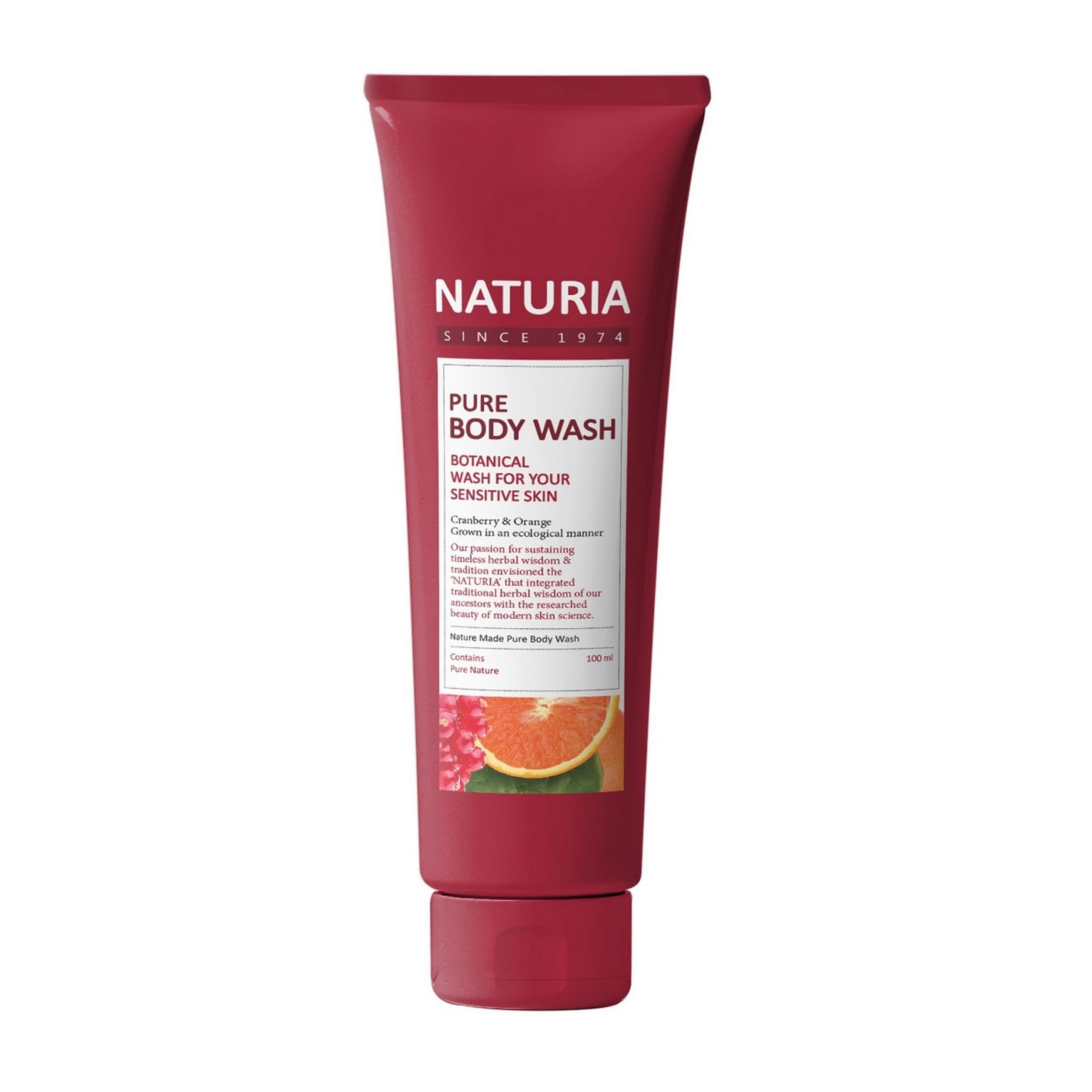 NATURIA Pure Body Wash Крем-гель для ду­ша с клюквой и апельсином, 100мл