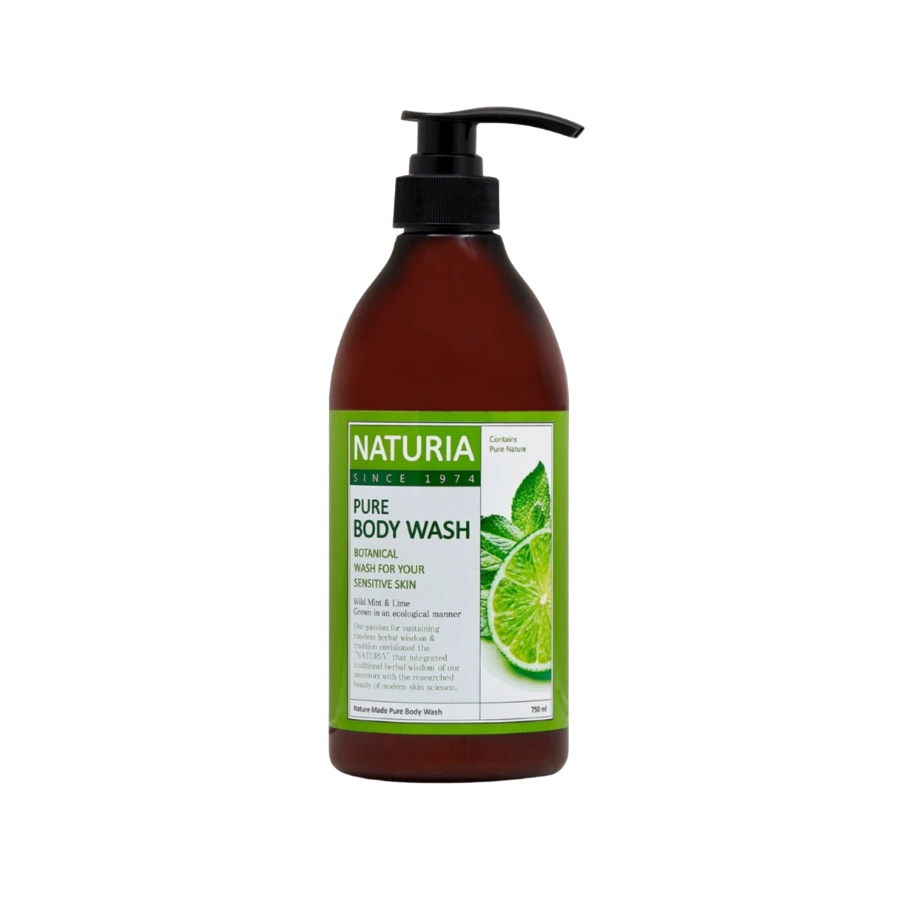 Naturia Pure Body Wash Wild Mint & Lime Крем-гель для душа Мята и лайм, 750мл