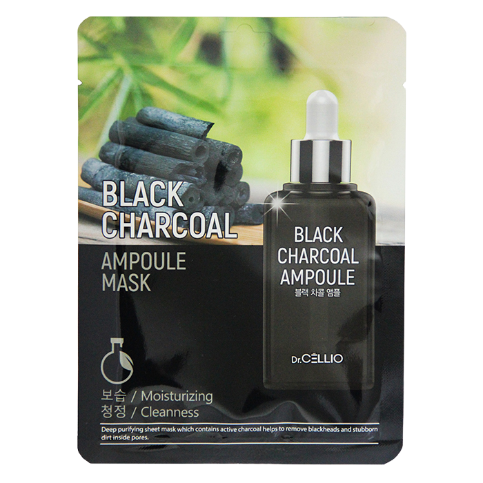 DR.CELLIO Black Chacoal Ampoule Mask Маска для лица с экстрактом черного угля, 25мл