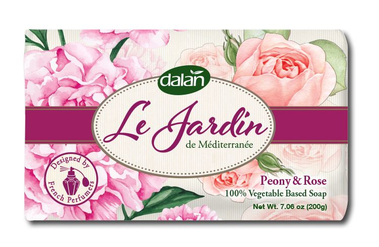 DALAN Le Jardin Soap Мыло кусковое Пион и роза, 200гр