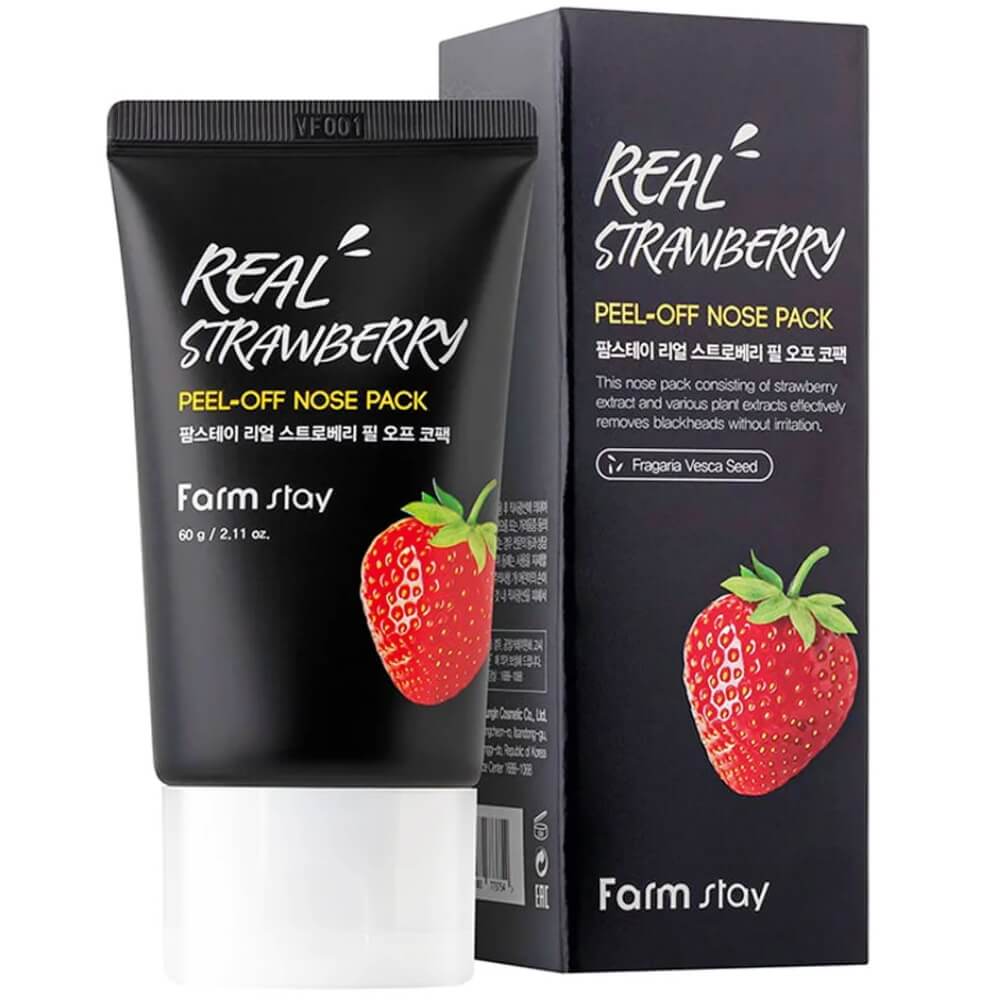 FarmStay Real Strawberry Peel-Off Nose Pack Очищающая маска-пленка с экстрактом клубники, 60гр