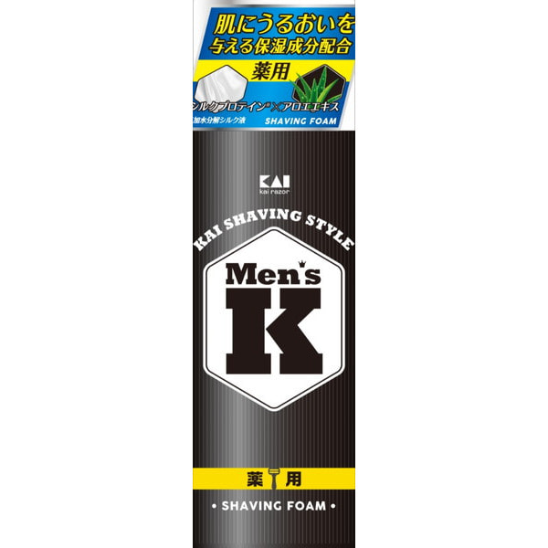 KAI Men’s K Shaving Style Пена для бритья от порезов с протеинами шёлка и Алоэ, 220 г