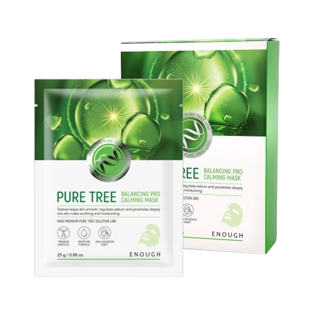 ENOUGH Pure Tree Balancing Pro Calming Mask Маска для лица тканевая с экстрактом чайного дерева, 25г